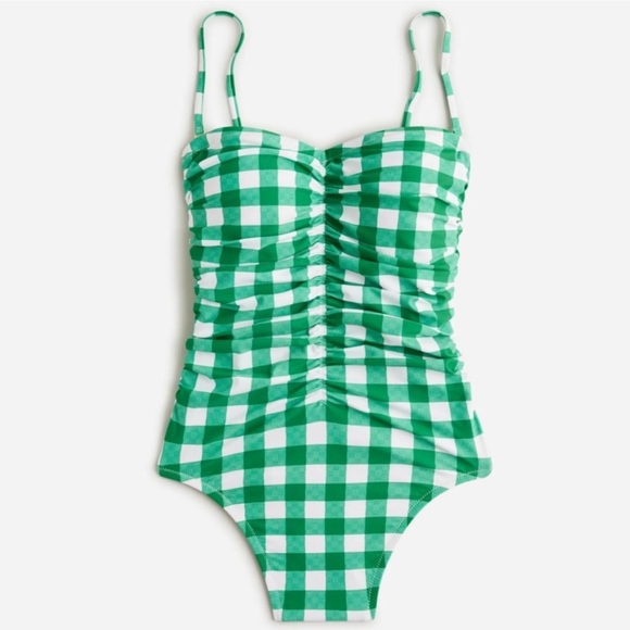 J. Crew Other - J. Crew Green and White Checkered One-Piece Swimsuit
